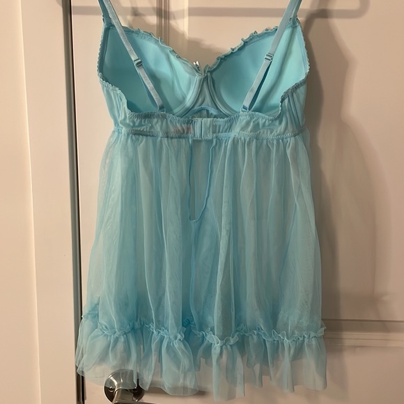 La Vie En Rose | Blue Tulle Babydoll Set - Picture 6 of 11